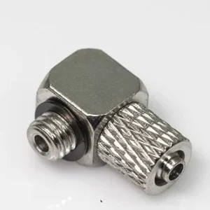 Vinkel kobling m/3 mm gevind og t/ 4 mm slange