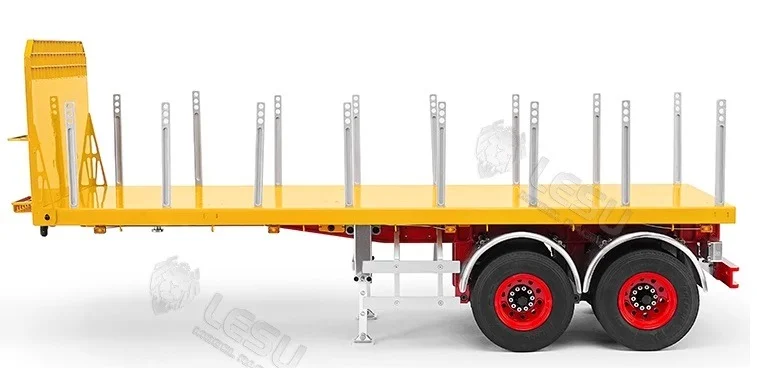 LESU 2 akslet flatbed trailer med aftagelige kæpstokke (malet) - Billede 2