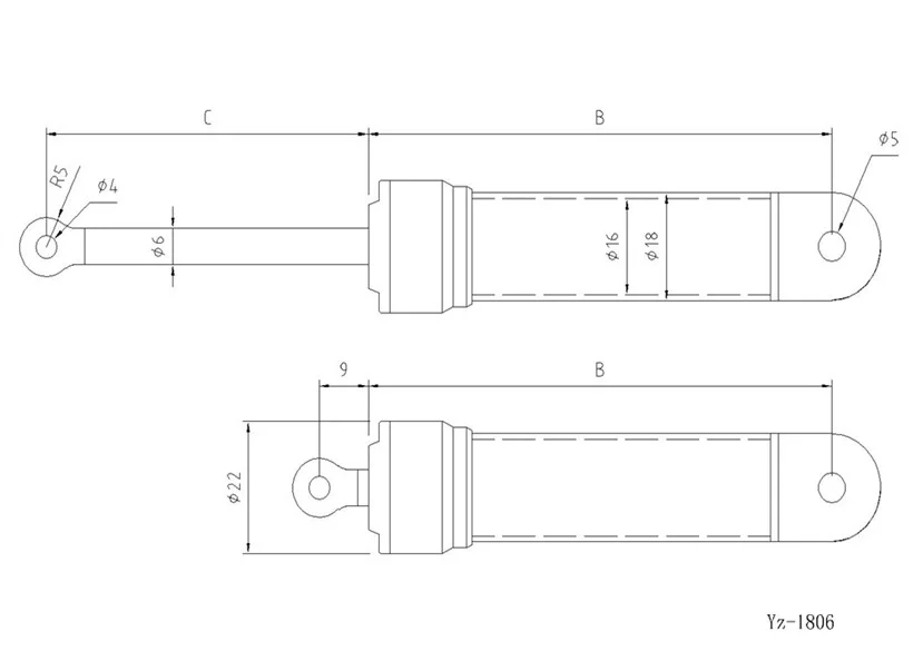 18 mm x 60 mm 2 vejs cylinder m/6 mm stempelpind - Billede 3