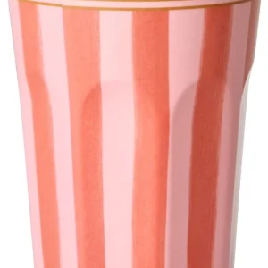 Rice melamin Høj kop – Pink – Organic Stripes
