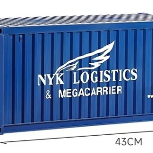 NYK 20 fods skibs container i plast med lys og klar side der kan åbnes. BLÅ