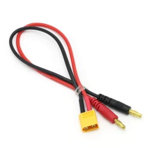 XT60 ladekabel med  4 mm bananstik 30 cm 14 AWG silikoneledning